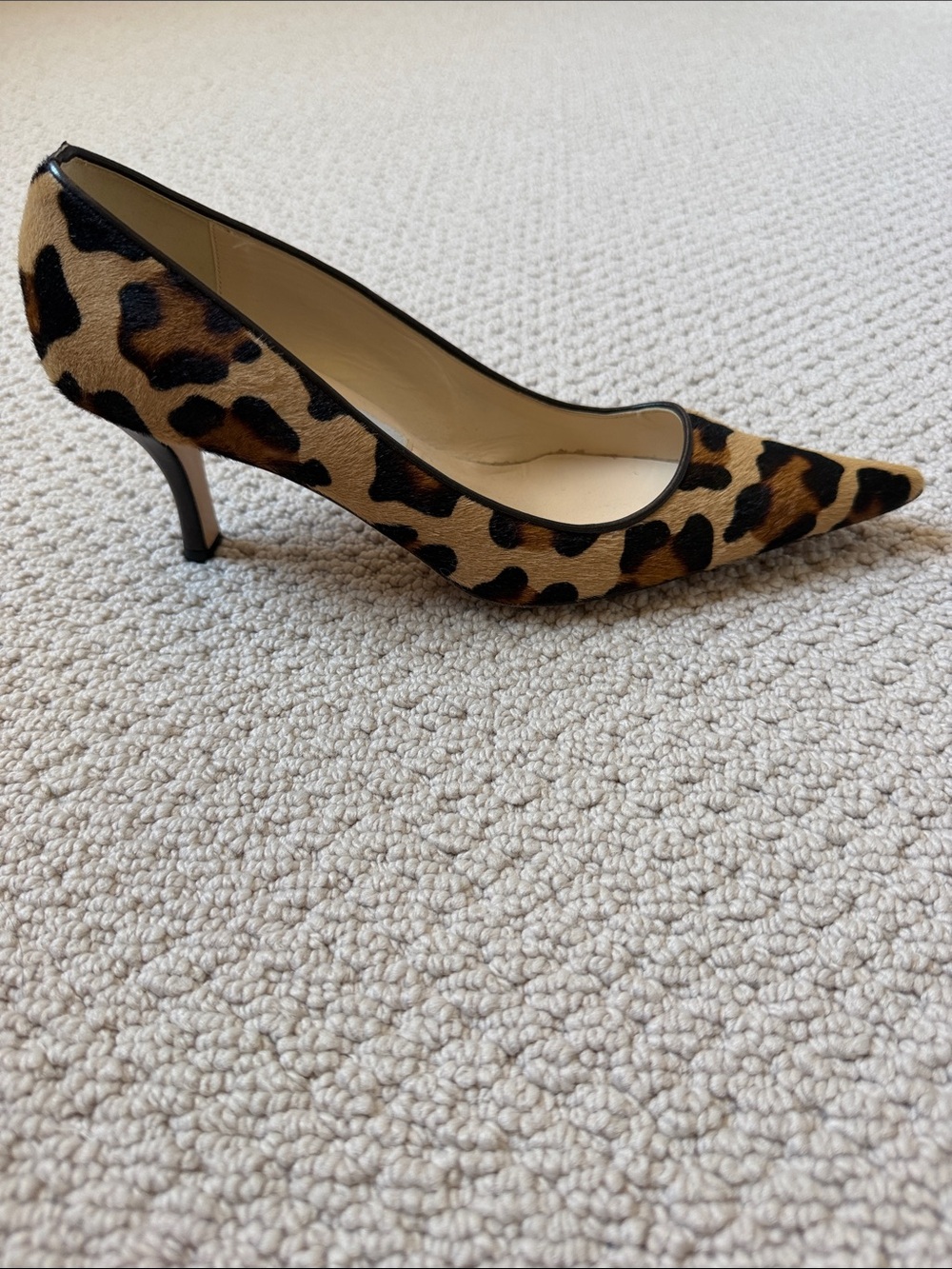 Emma Hope Leopard Print Pointed Toe Pumps - Tan/Black - Picture 8 of 10